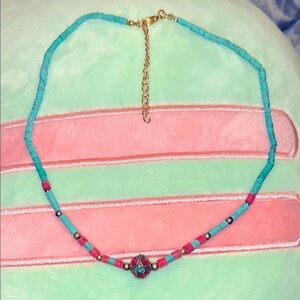 Turquoise Beaded Necklace Choker